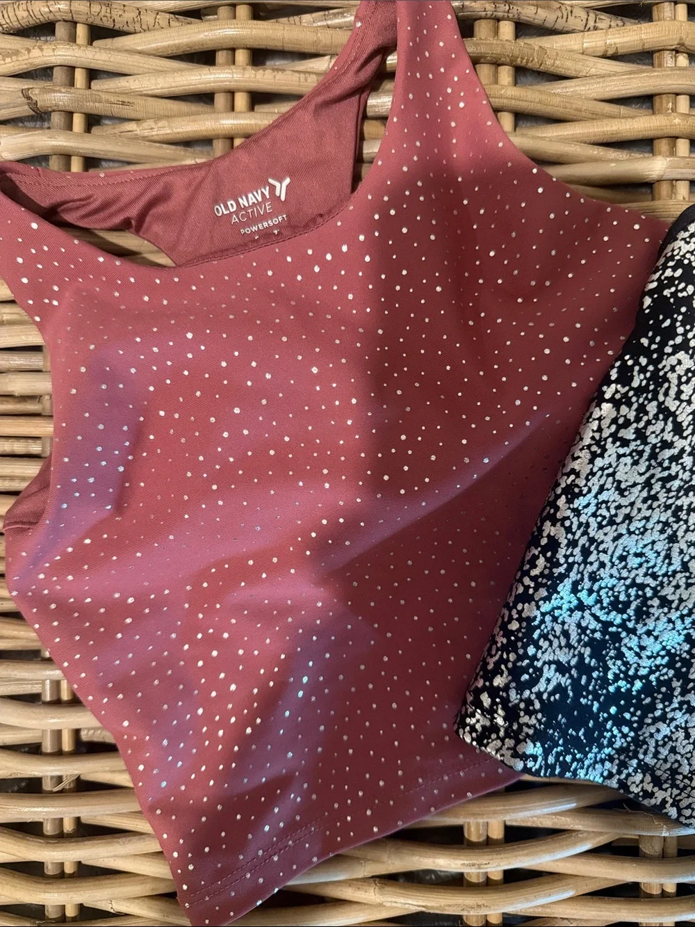Old Navy Pink Dot Crop Tank & Old Navy Black White Speckle Crop Tank